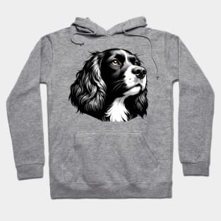 Stunning and Cool French Spaniel Monochrome and Gold Portrait for Father's Day Hoodie
